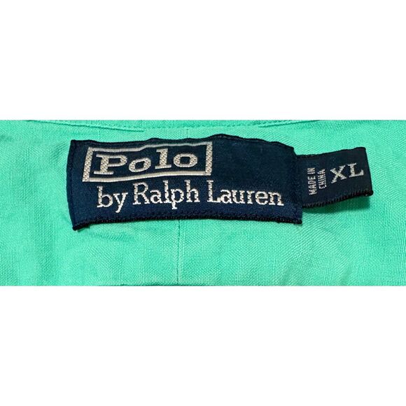 Polo Ralph Lauren Shirt XL Seafoam Green Linen Silk Button Down Resortwear - Picture 3 of 8
